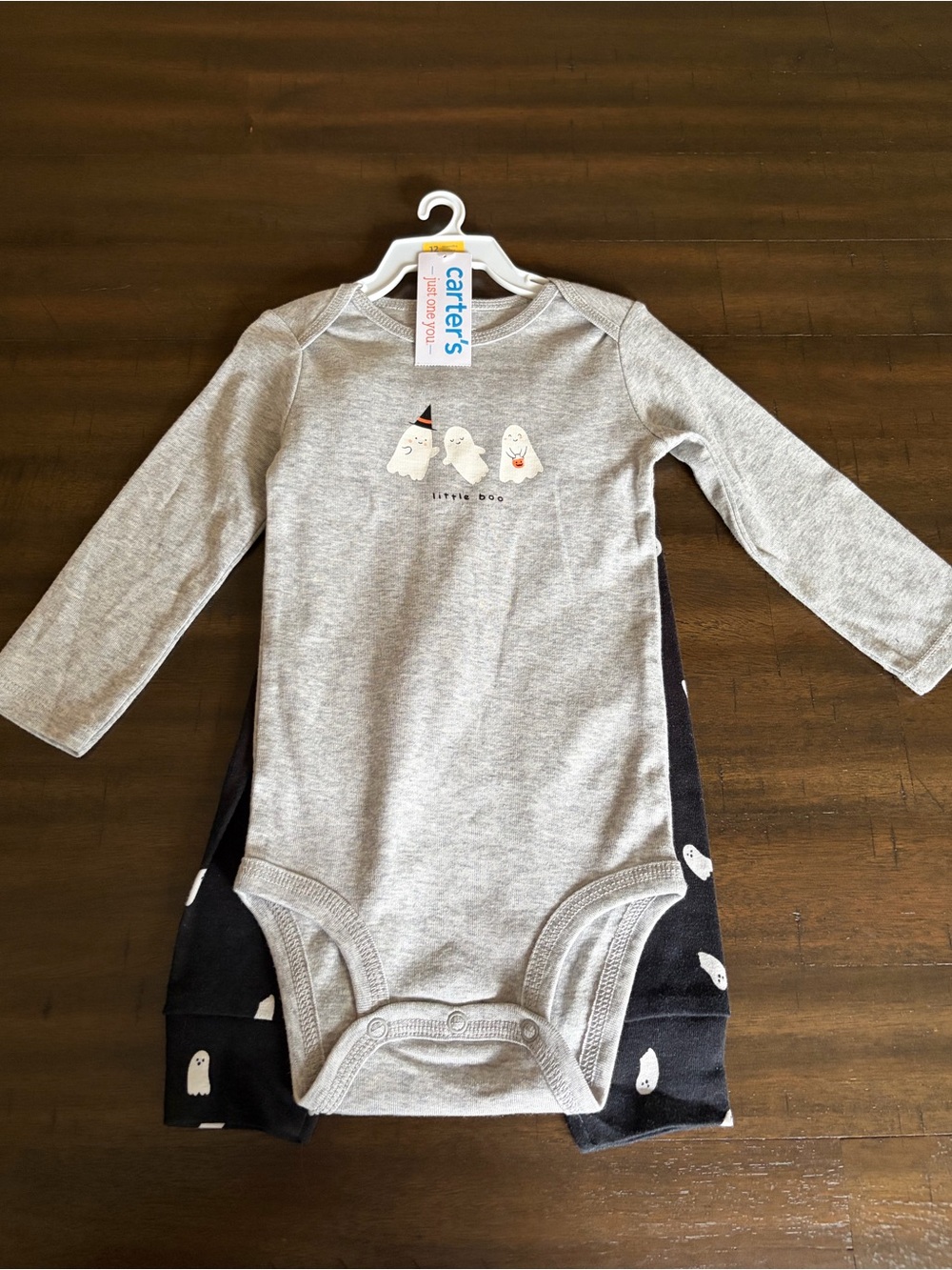 Carter's Gray Long-Sleeve Baby One-Piece with Ghost Pants